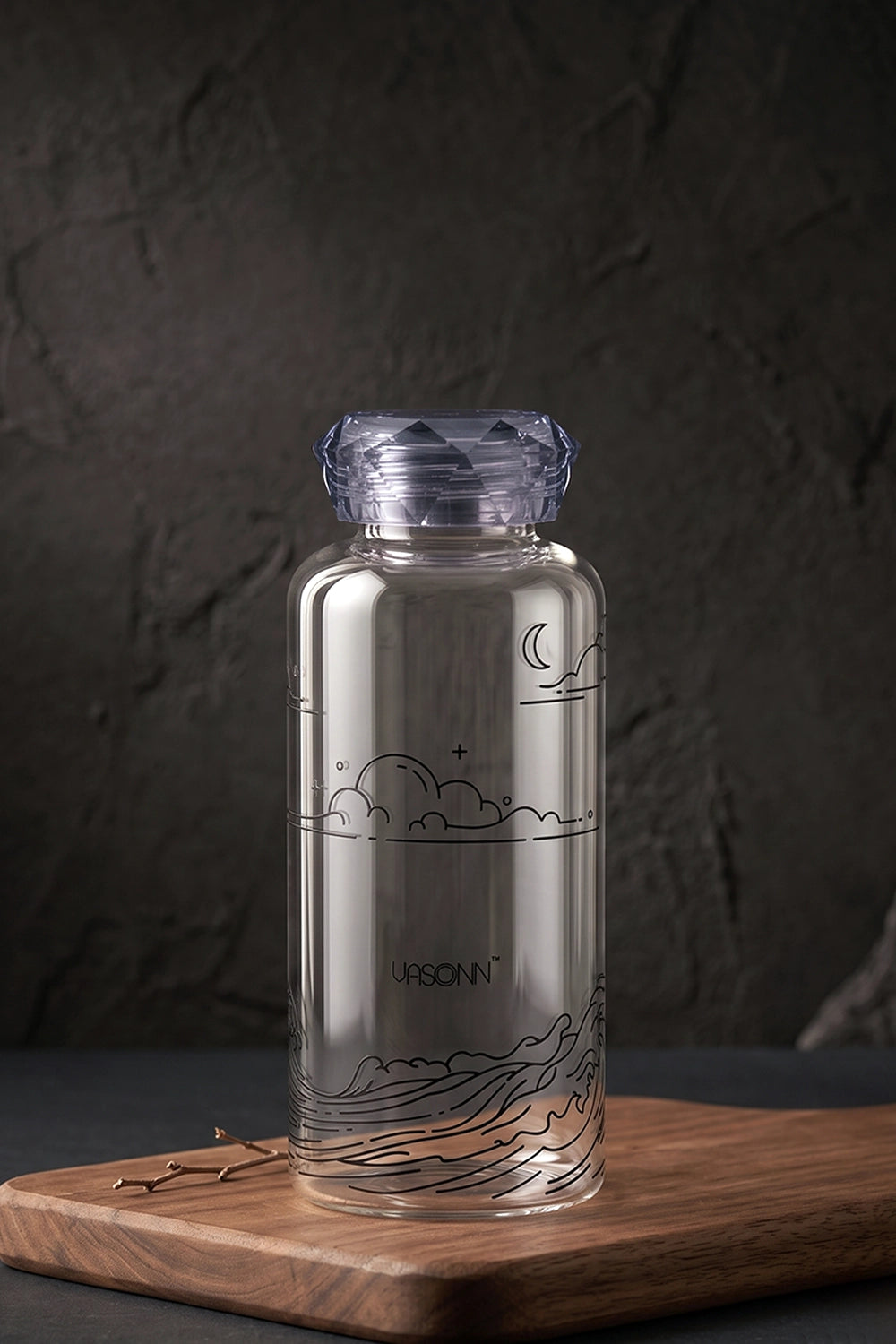 Pebble Cloudscape Glass Water Bottle